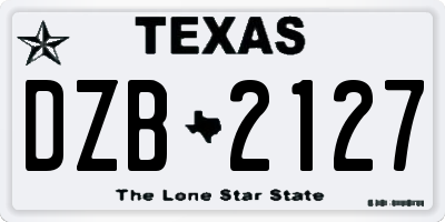 TX license plate DZB2127