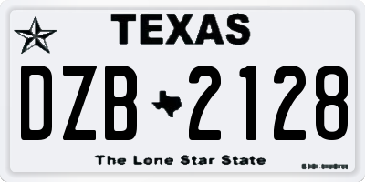 TX license plate DZB2128