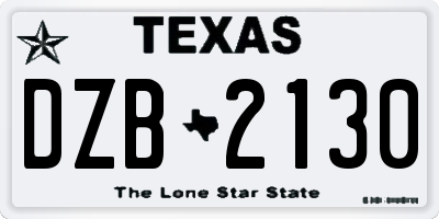 TX license plate DZB2130