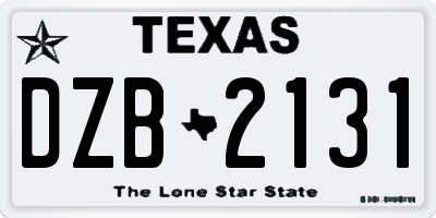 TX license plate DZB2131