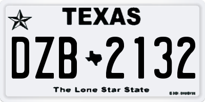 TX license plate DZB2132