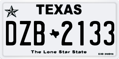TX license plate DZB2133