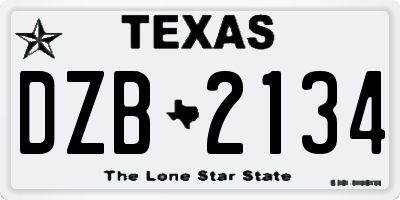 TX license plate DZB2134