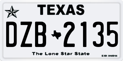 TX license plate DZB2135