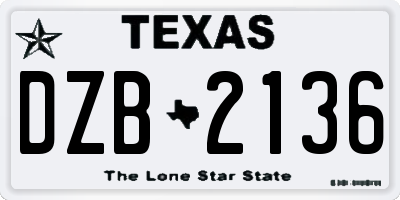 TX license plate DZB2136
