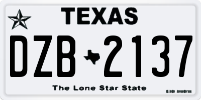 TX license plate DZB2137