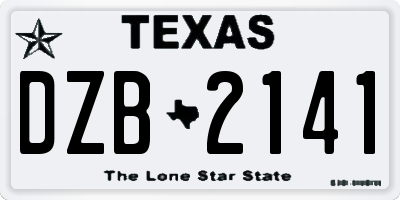 TX license plate DZB2141