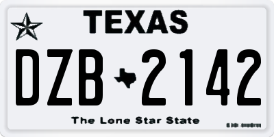 TX license plate DZB2142