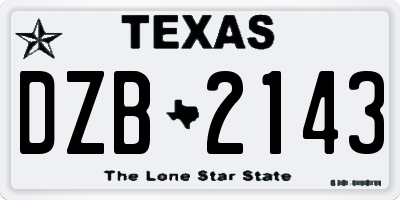TX license plate DZB2143