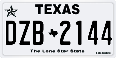 TX license plate DZB2144