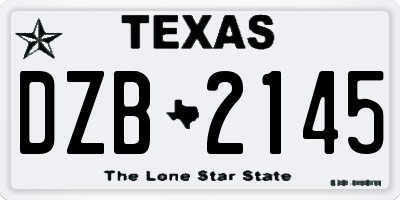TX license plate DZB2145