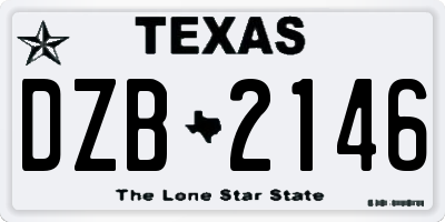 TX license plate DZB2146