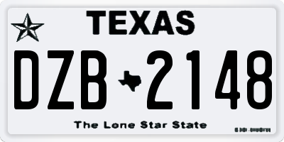 TX license plate DZB2148