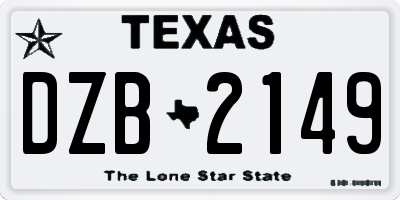 TX license plate DZB2149