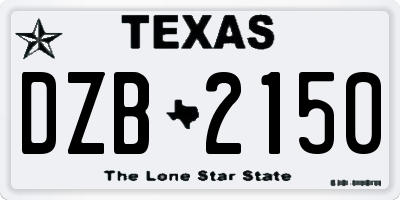 TX license plate DZB2150
