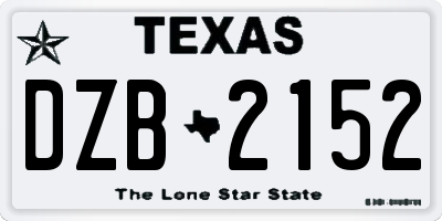 TX license plate DZB2152