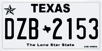 TX license plate DZB2153