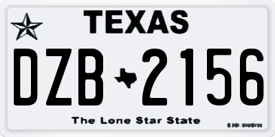TX license plate DZB2156