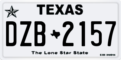 TX license plate DZB2157