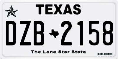 TX license plate DZB2158