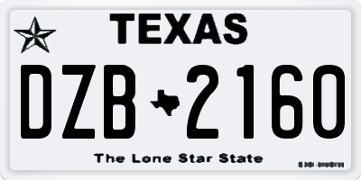 TX license plate DZB2160