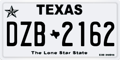TX license plate DZB2162