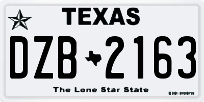 TX license plate DZB2163