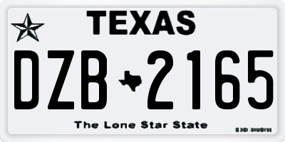 TX license plate DZB2165