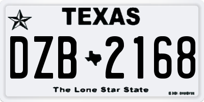 TX license plate DZB2168