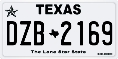 TX license plate DZB2169