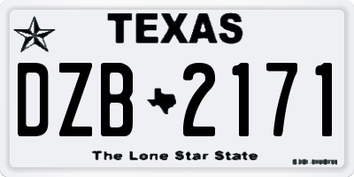 TX license plate DZB2171