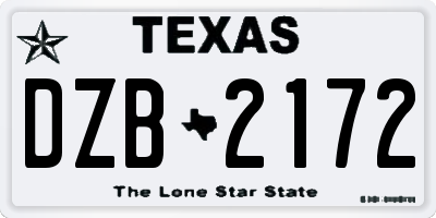 TX license plate DZB2172