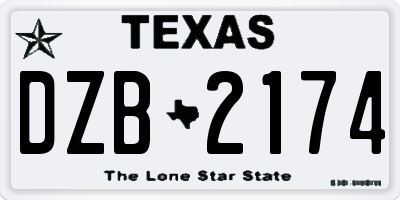 TX license plate DZB2174