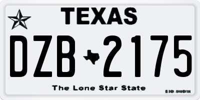TX license plate DZB2175