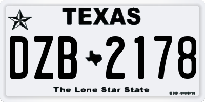 TX license plate DZB2178