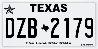 TX license plate DZB2179