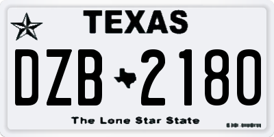 TX license plate DZB2180