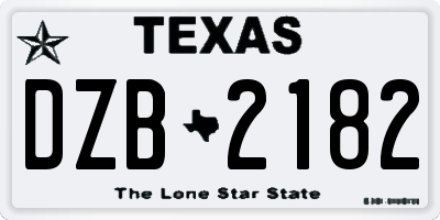 TX license plate DZB2182