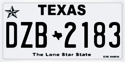 TX license plate DZB2183