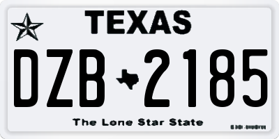 TX license plate DZB2185