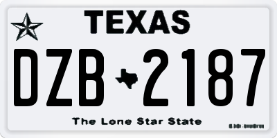 TX license plate DZB2187