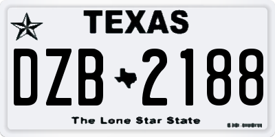 TX license plate DZB2188
