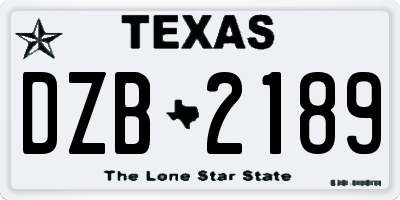 TX license plate DZB2189
