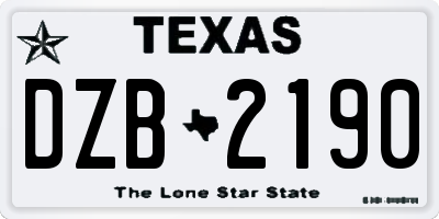 TX license plate DZB2190
