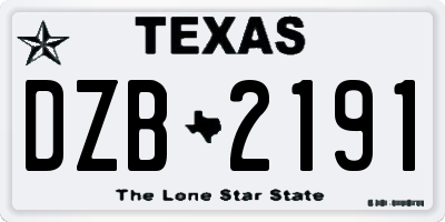 TX license plate DZB2191