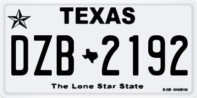 TX license plate DZB2192