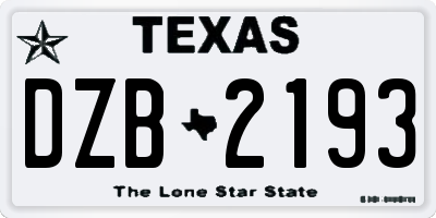 TX license plate DZB2193