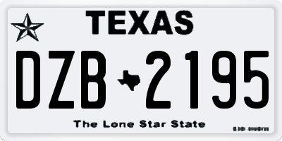 TX license plate DZB2195