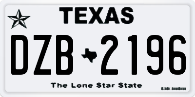 TX license plate DZB2196