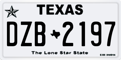 TX license plate DZB2197